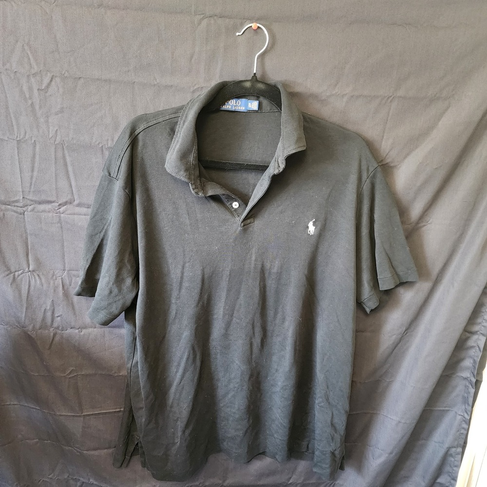 Polo Ralph Lauren Black Classic Fit Polo Shirt Mens Short Sleeve Size XL‎